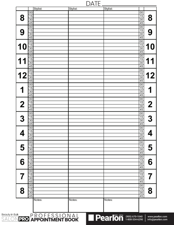 Salon Pro Appointment Book Medium - 3 column